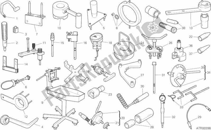 Todas las partes para Herramientas De Servicio De Taller (motor) de Ducati Diavel 1260 S USA 2019